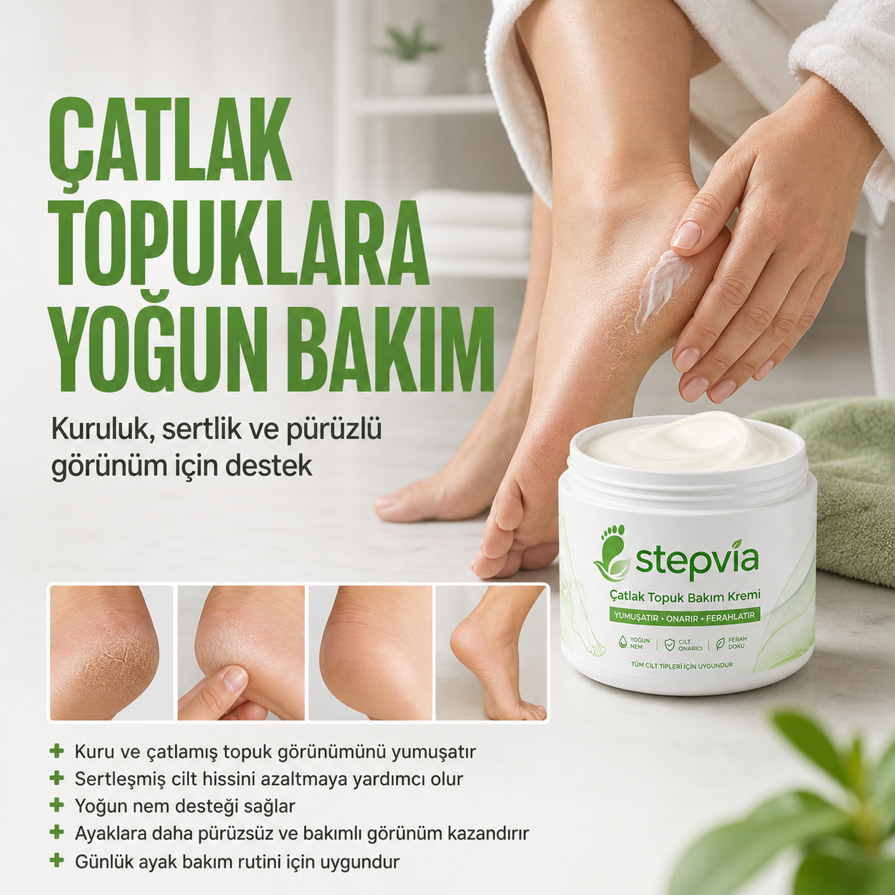StepVİA Topuk Çatlağı, Sertleşme ve Kuruluğa Özel Onarım Kremi 100ml